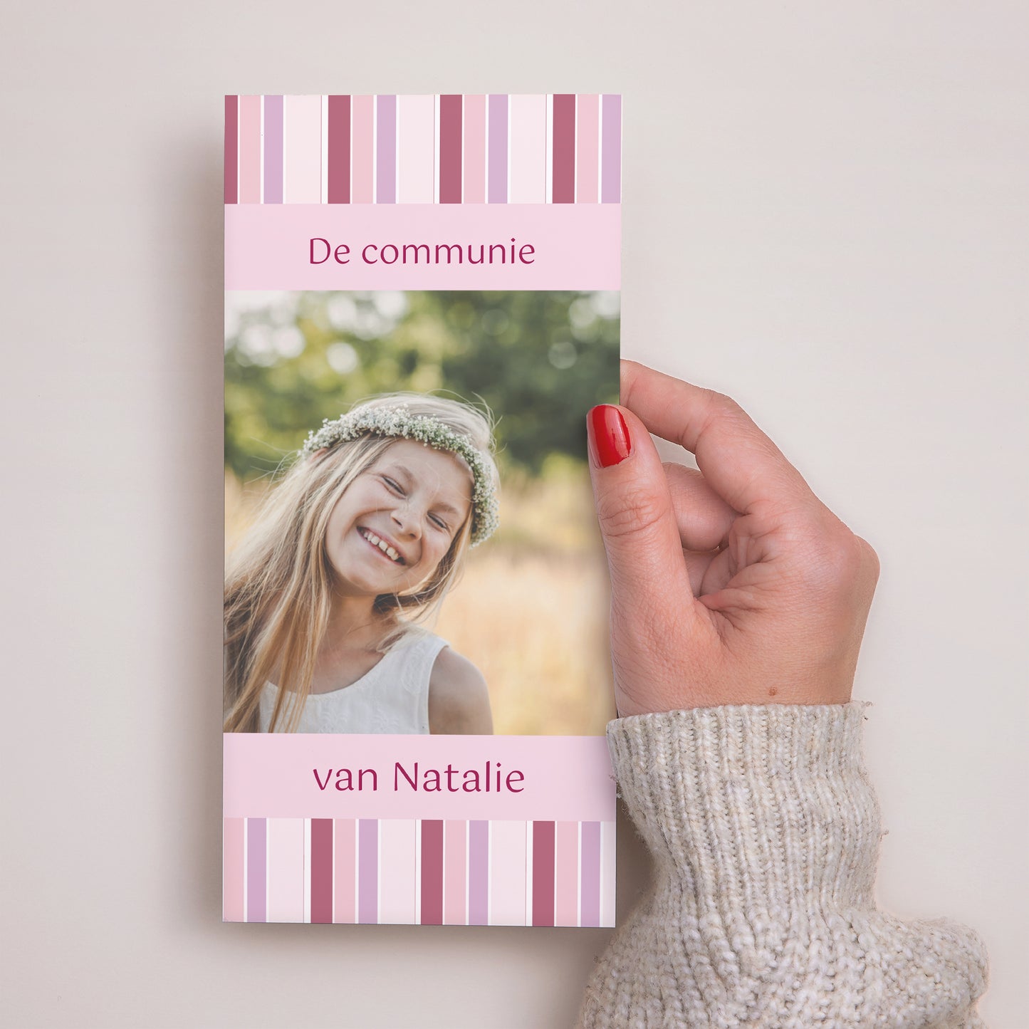 Menukaart Communie Panoramisch portret Geloofsbelijdenis - Meisje foto N° 2