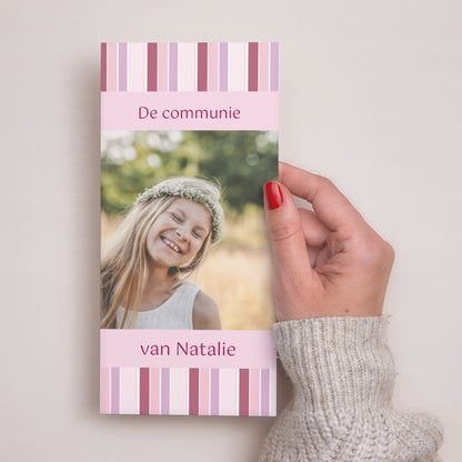 Menukaart Communie Panoramisch portret Geloofsbelijdenis - Meisje foto N° 2