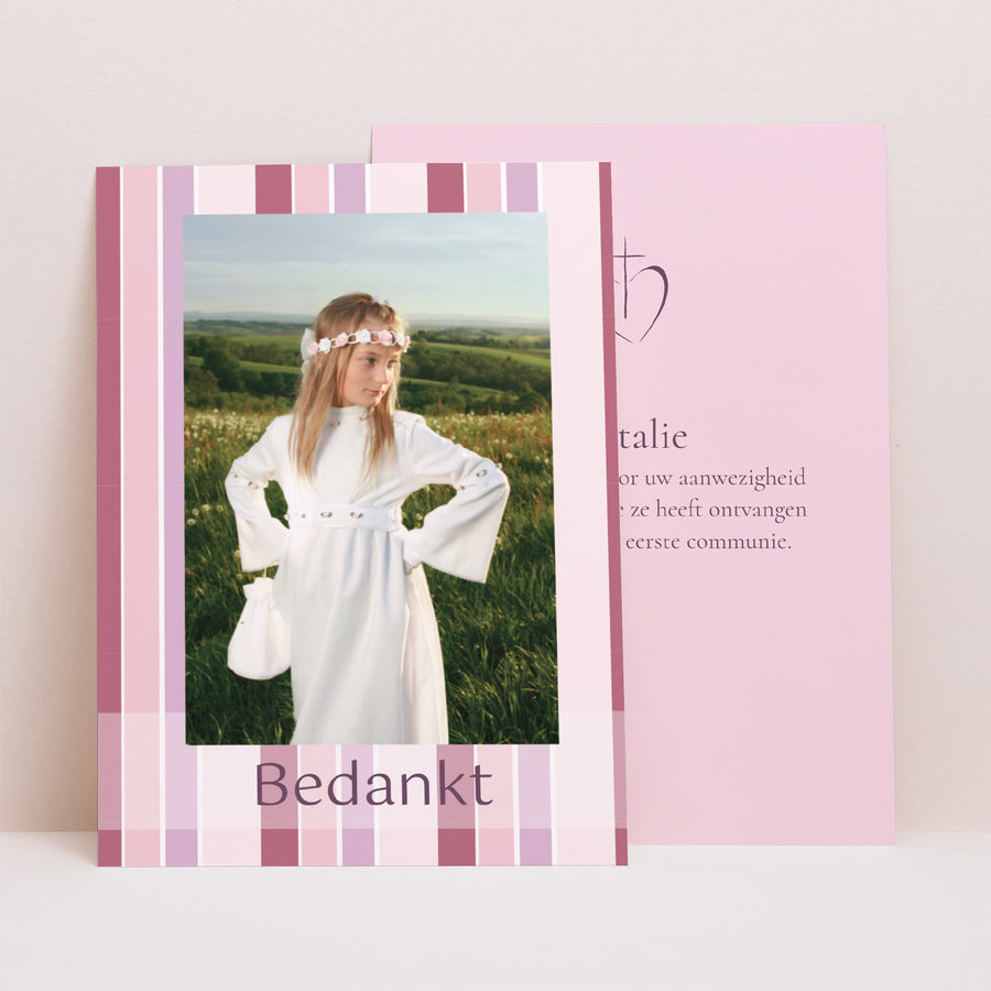 Bedankkaart Communie Portret Geloofsbelijdenis - Meisje foto