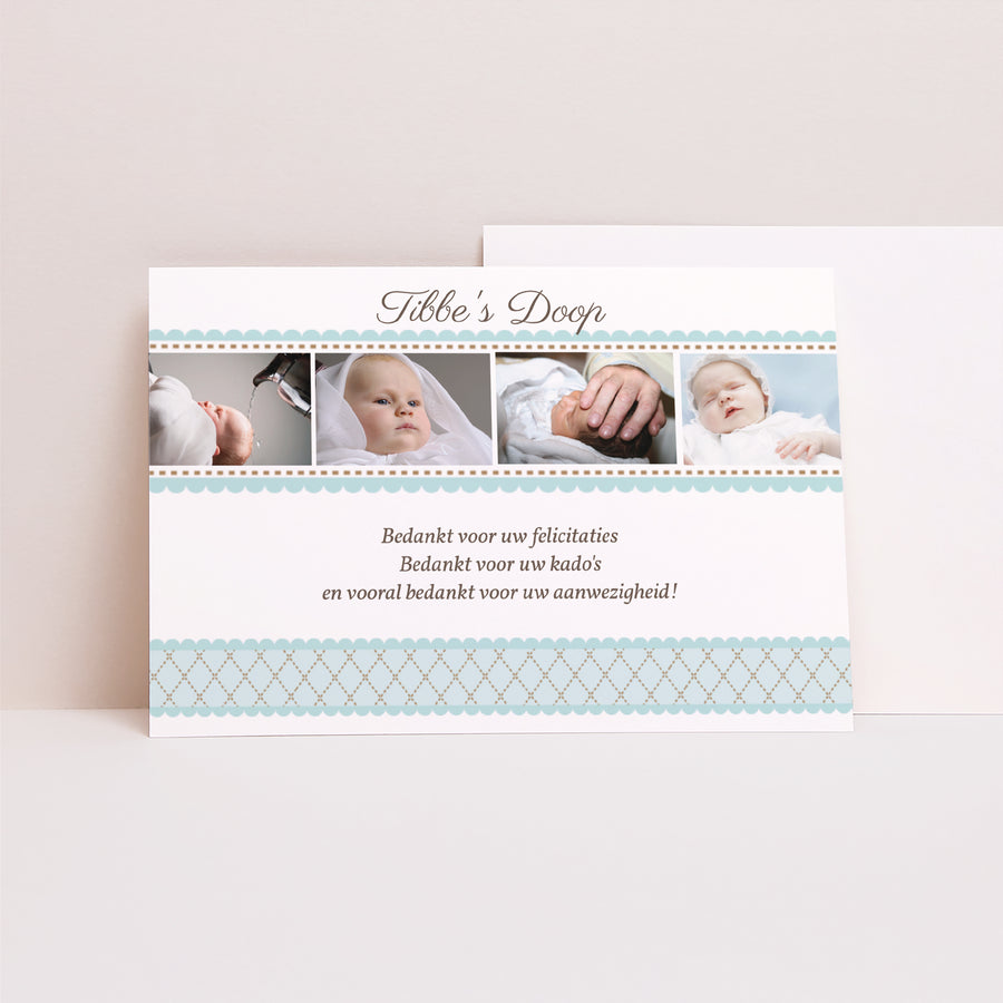 Bedankkaart Doop Landschap Retro doop - Jongen foto