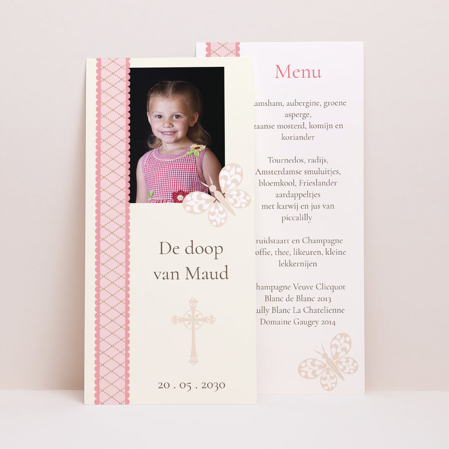 Menukaart Doop Panoramisch portret Retro doop - Meisje foto