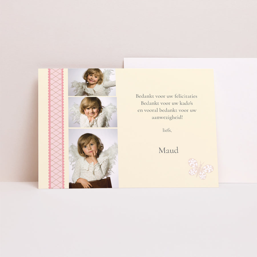 Bedankkaart Doop Landschap Retro doop - Meisje foto