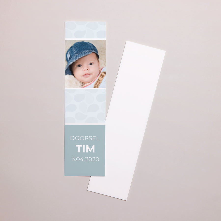 Boekenlegger Doop Bladwijzer Blauwe doop foto