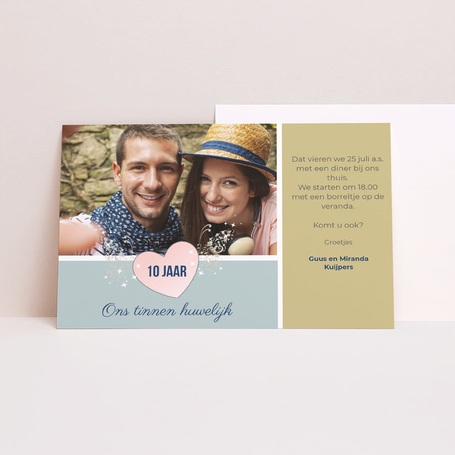 Uitnodigingen Huwelijksverjaardag Landschap Tinnen huwelijksverjaardag - 10 jaar foto