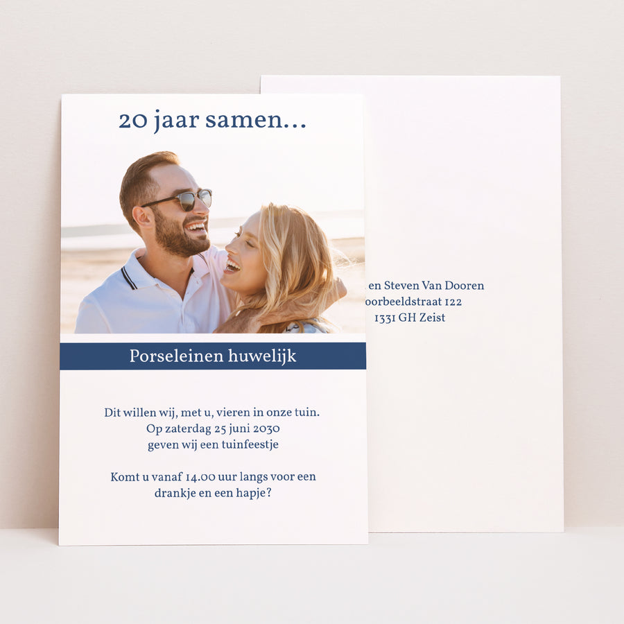 Uitnodigingen Huwelijksverjaardag Portret Porseleinen bruiloft - 20 jaar foto