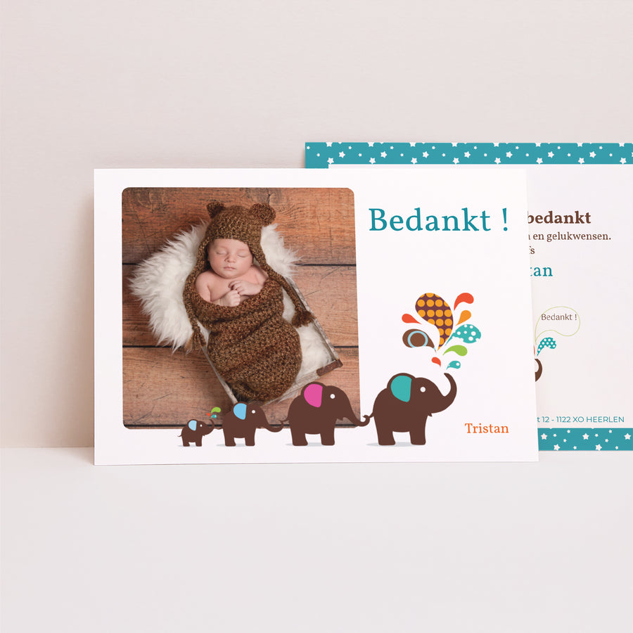 Bedankkaart Geboorte Landschap Marcus maakt zijn circus foto