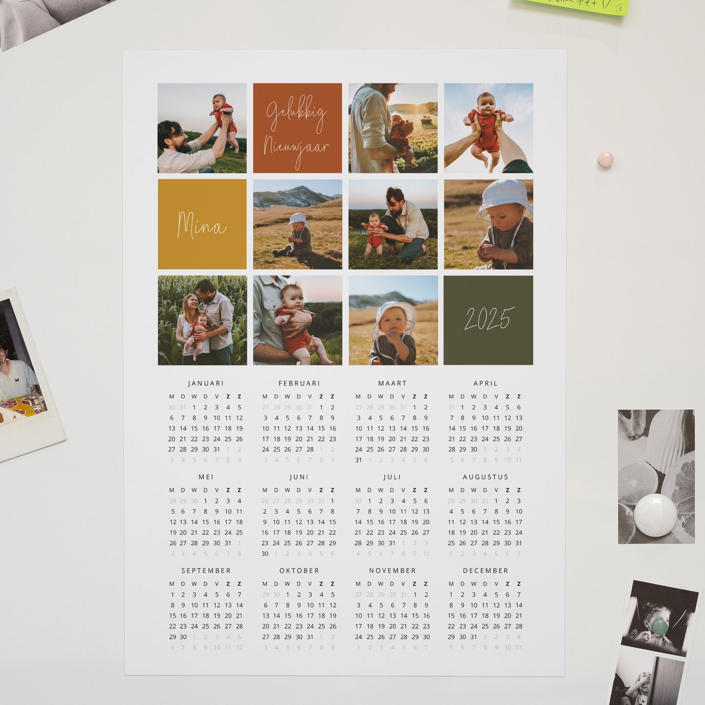 Kalender Eindejaar Magnetische, eenbladige kalender Multifoto's en herfstkleuren foto N° 1