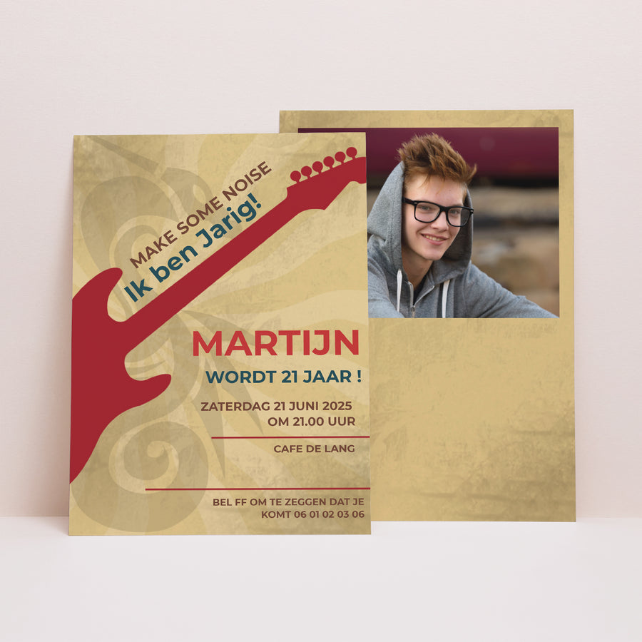 Uitnodigingen Verjaardag Volwassene Gitarist foto