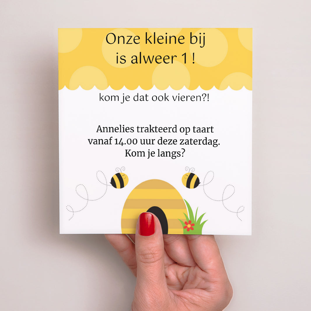 Uitnodigingen Kinderverjaardag Vierkant De mooie bij foto N° 2