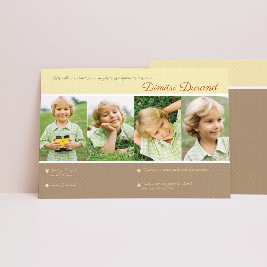 Uitnodigingskaart Doop Landschap de doop van Dimitri foto