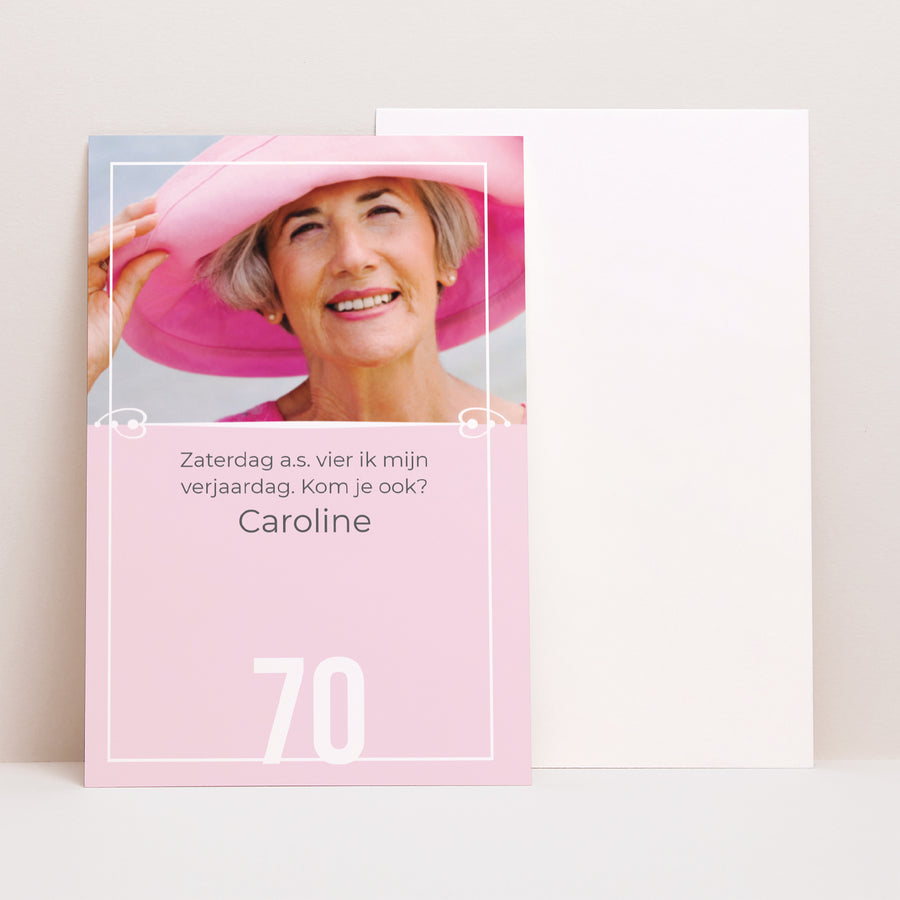 Uitnodigingen Verjaardag Volwassene Portret 70 jaar foto