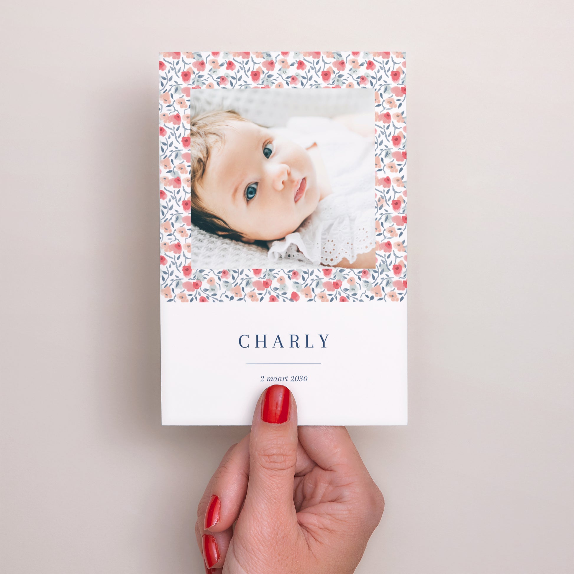 Uitnodigingskaart Geboorte Portret Vrijheid foto N° 2