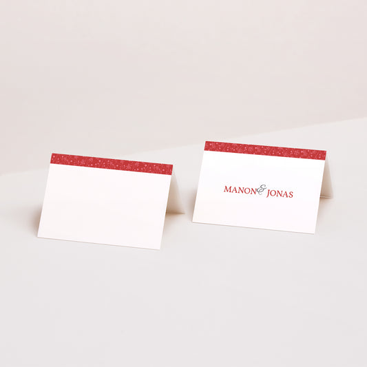 Naamkaartjes Huwelijk 2 luiken Multi-foto's en rode harten foto