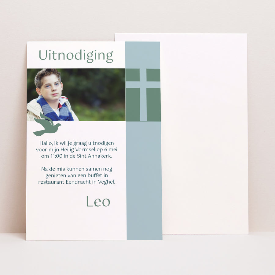 Uitnodigingskaart Communie Portret Heilige datum foto