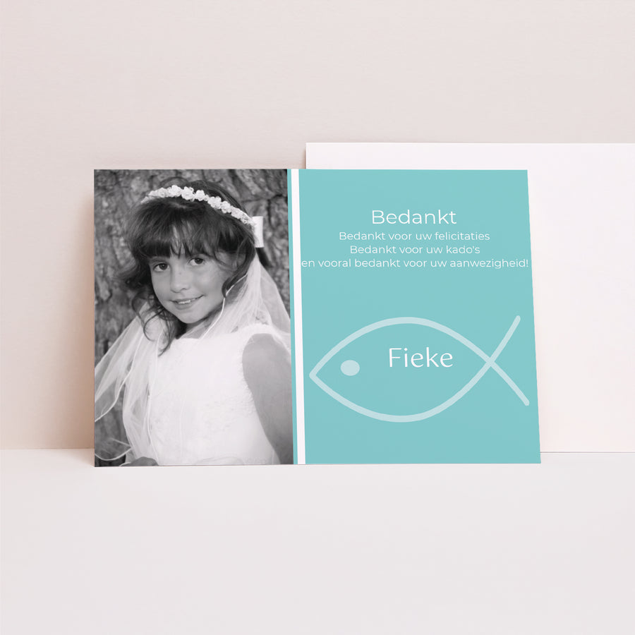 Bedankkaart Communie Landschap Wonderbaarlijk vissen foto