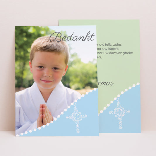 Bedankkaart Communie Portret Inwijding foto