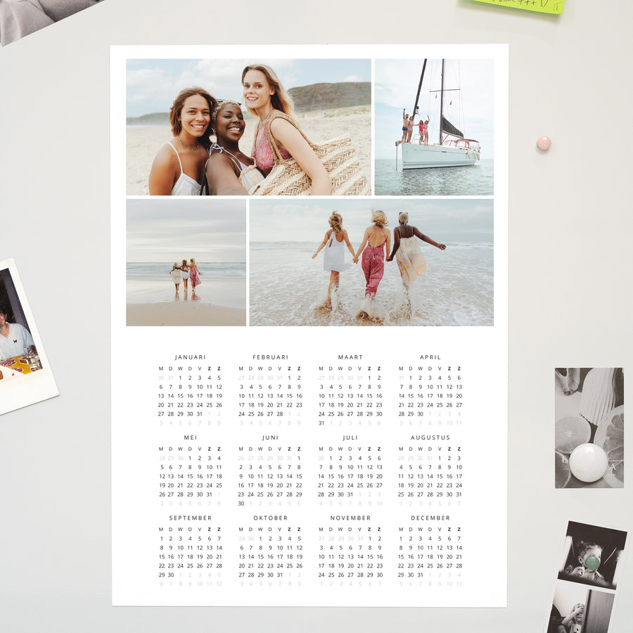 Kalender Eindejaar Magnetische, eenbladige kalender Nederland foto