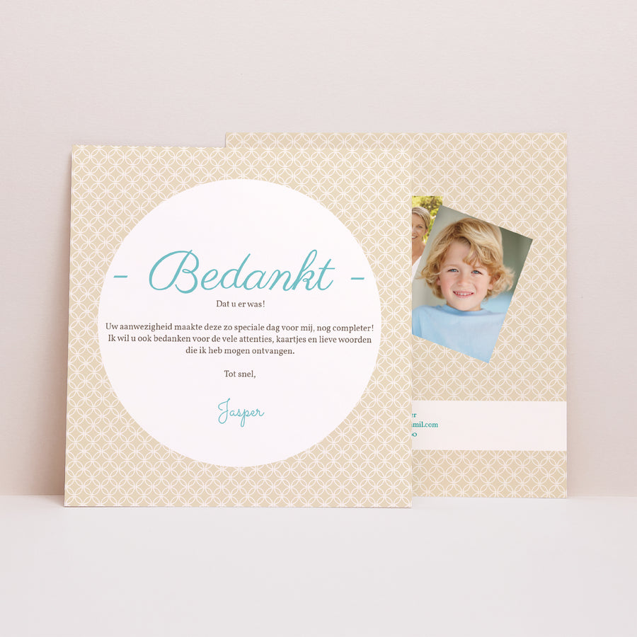 Bedankkaart Communie Vierkant Genadestaat foto