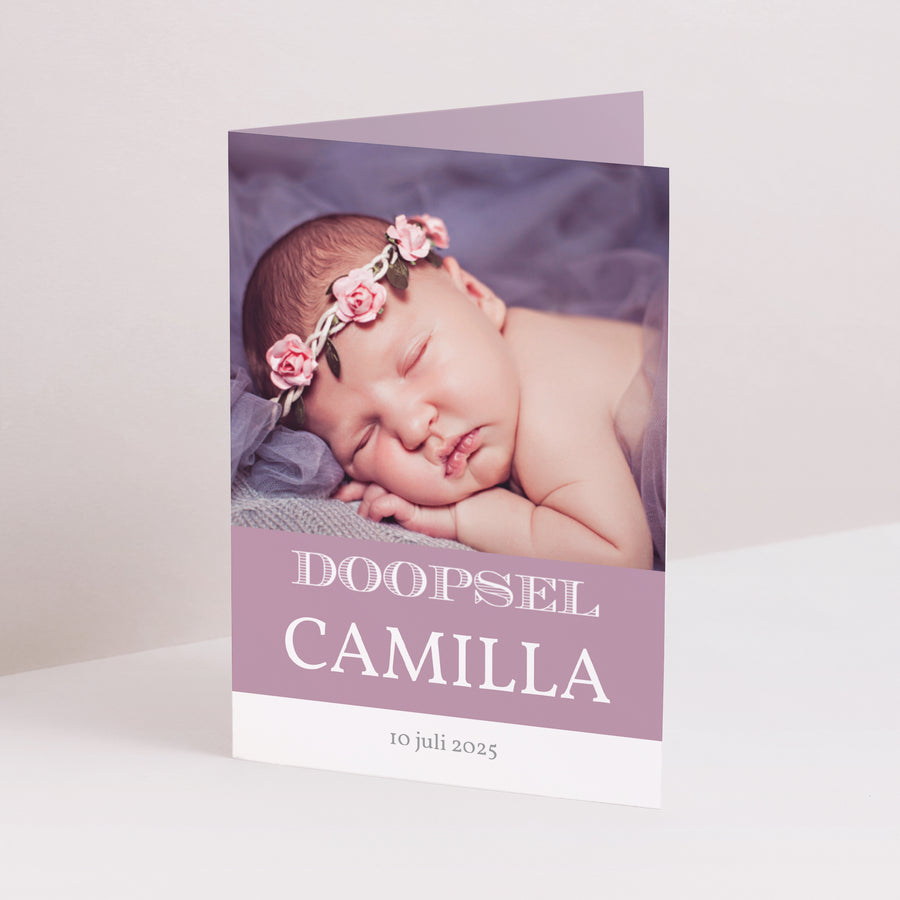 Uitnodigingskaart Doop Dubbel portretvenster Typografie foto