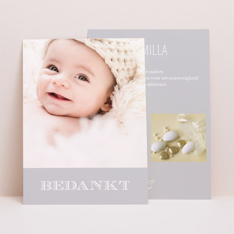 Bedankkaart Doop Portret Typografie foto