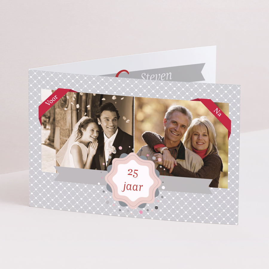 Uitnodigingen Huwelijksverjaardag Dubbele landschapspanelen 25 jaar liefde foto