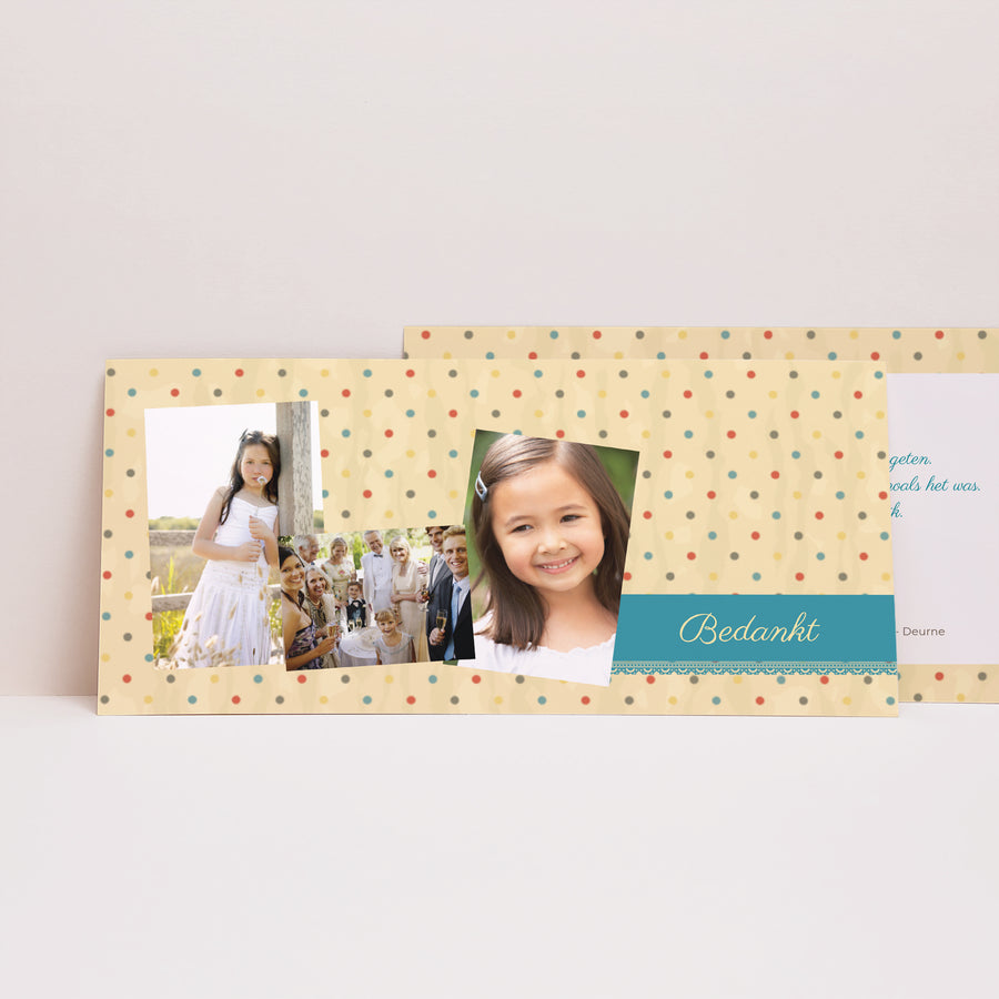 Bedankkaart Communie Panoramisch landschap Kant foto