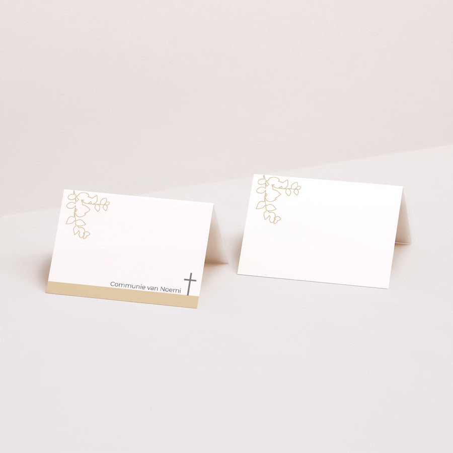 Naamkaartjes Communie 2 luiken Esprit Communion foto
