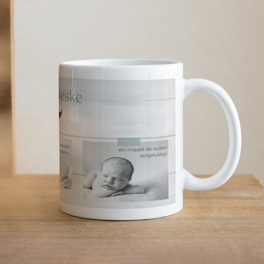 Mok Geboorte Wit Kleine man foto