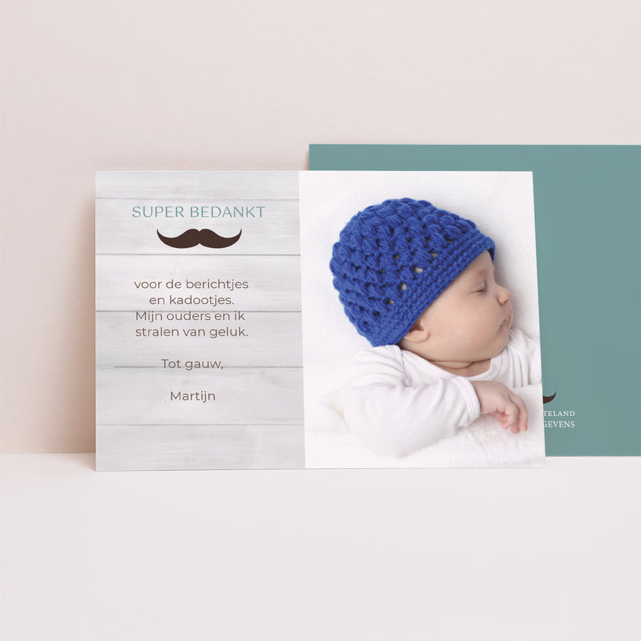Bedankkaart Geboorte Landschap Kleine man foto