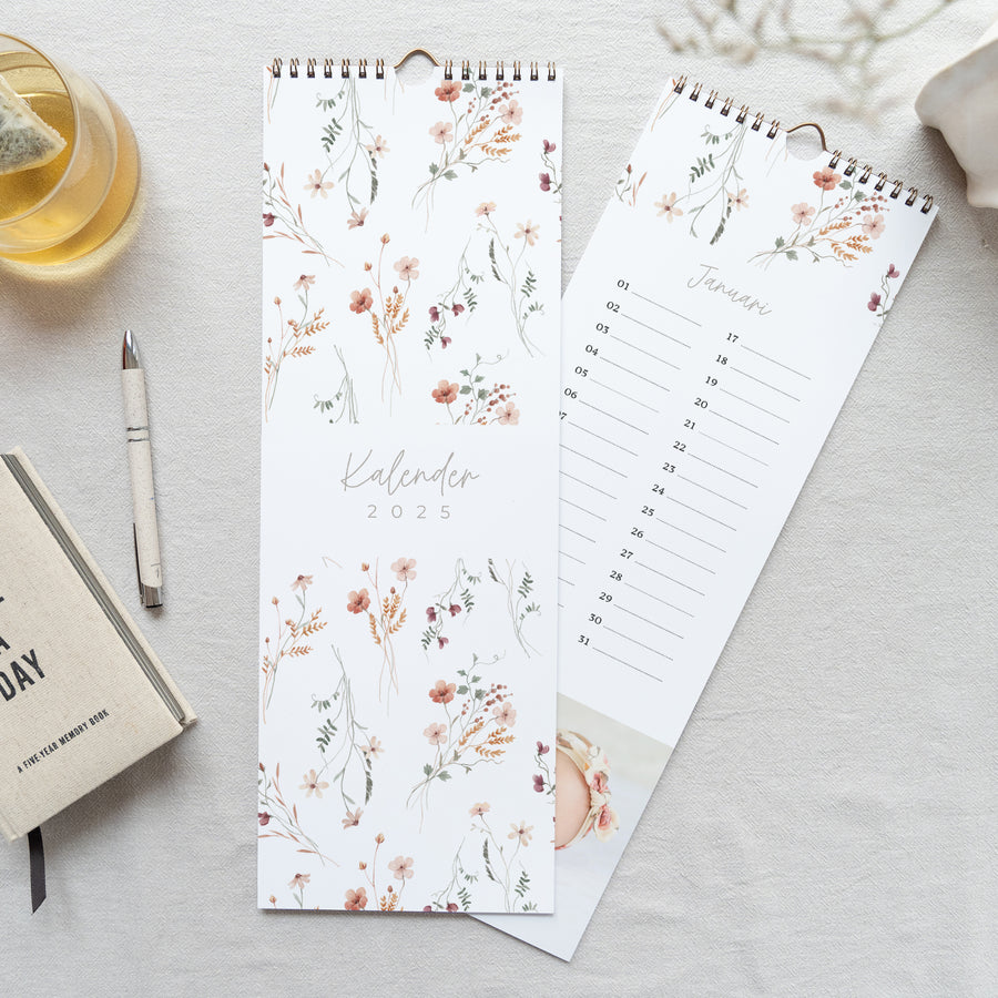 Kalender Eindejaar Perpetueel Bloemmotief foto