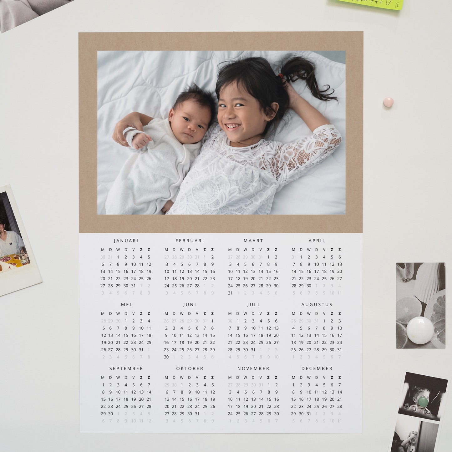 Kalender Eindejaar Magnetische, eenbladige kalender kraft foto N° 1