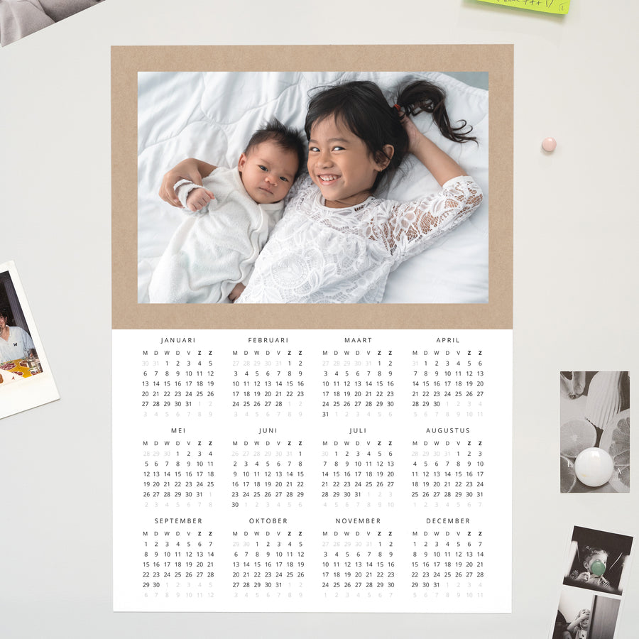Kalender Eindejaar Magnetische, eenbladige kalender kraft foto