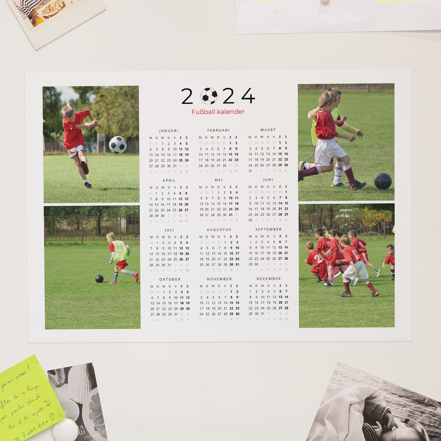 Kalender Eindejaar Magnetisch, enkelvoudig landschap Voetbal foto N° 1