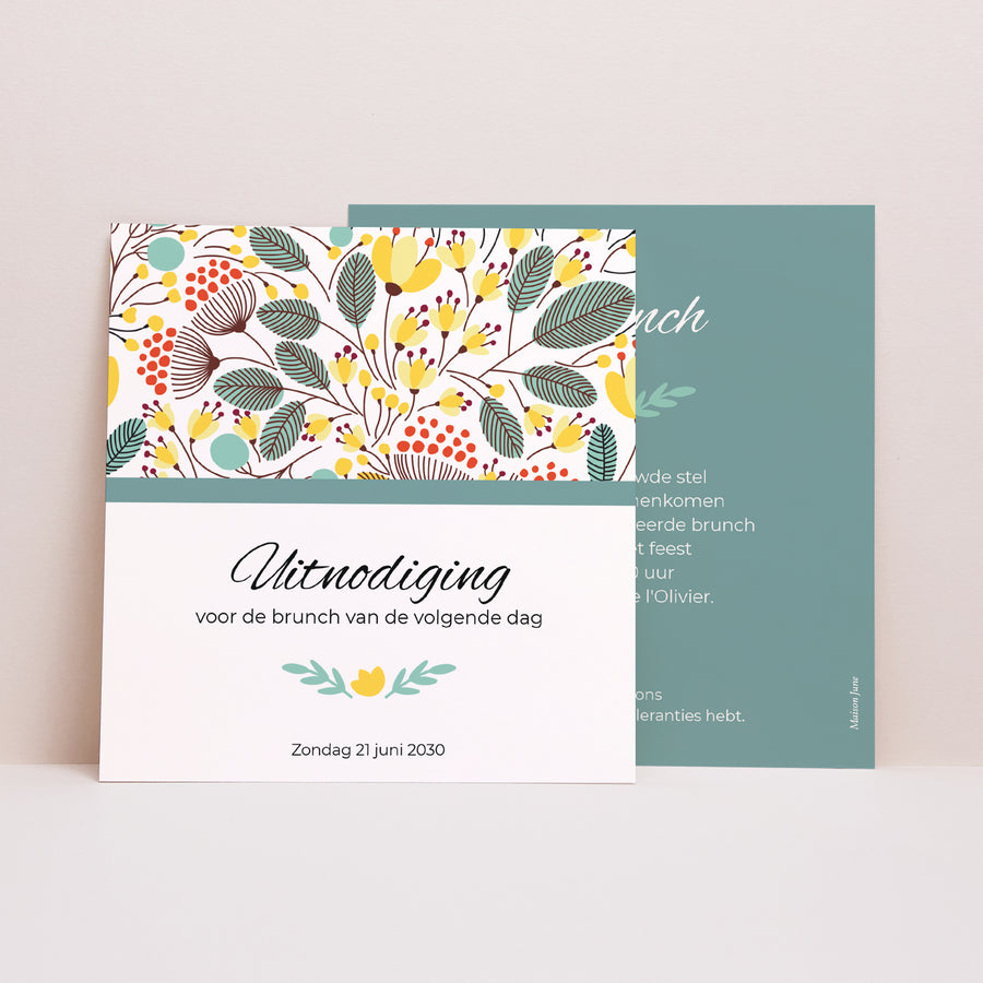 Uitnodigingen Huwelijk Vierkant Veldbloemen foto