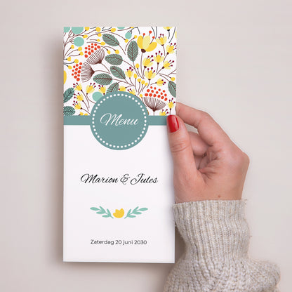 Menukaart Huwelijk Panoramisch portret Veldbloemen foto N° 2