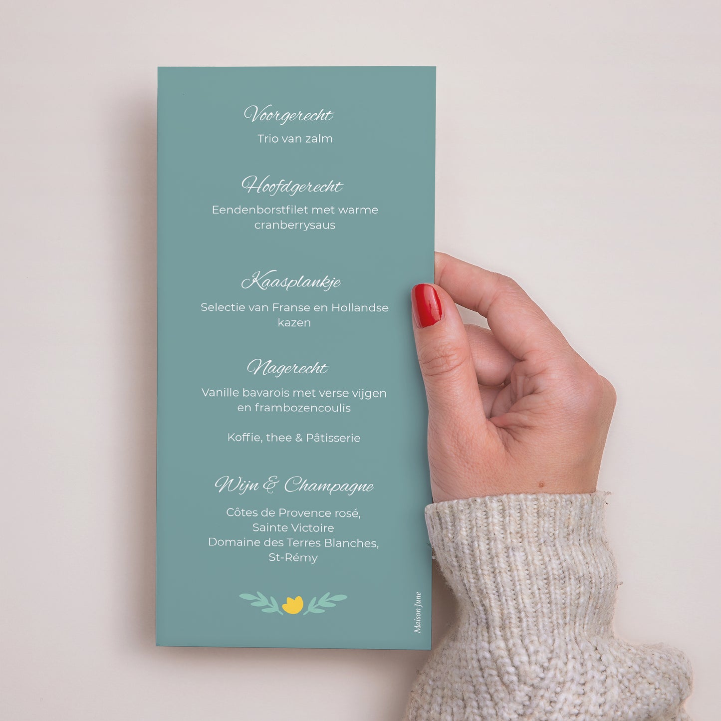 Menukaart Huwelijk Panoramisch portret Veldbloemen foto N° 3