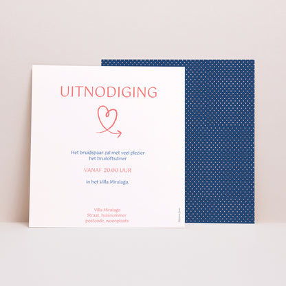 Uitnodigingen Huwelijk Vierkant Roze, nachtblauw foto N° 1