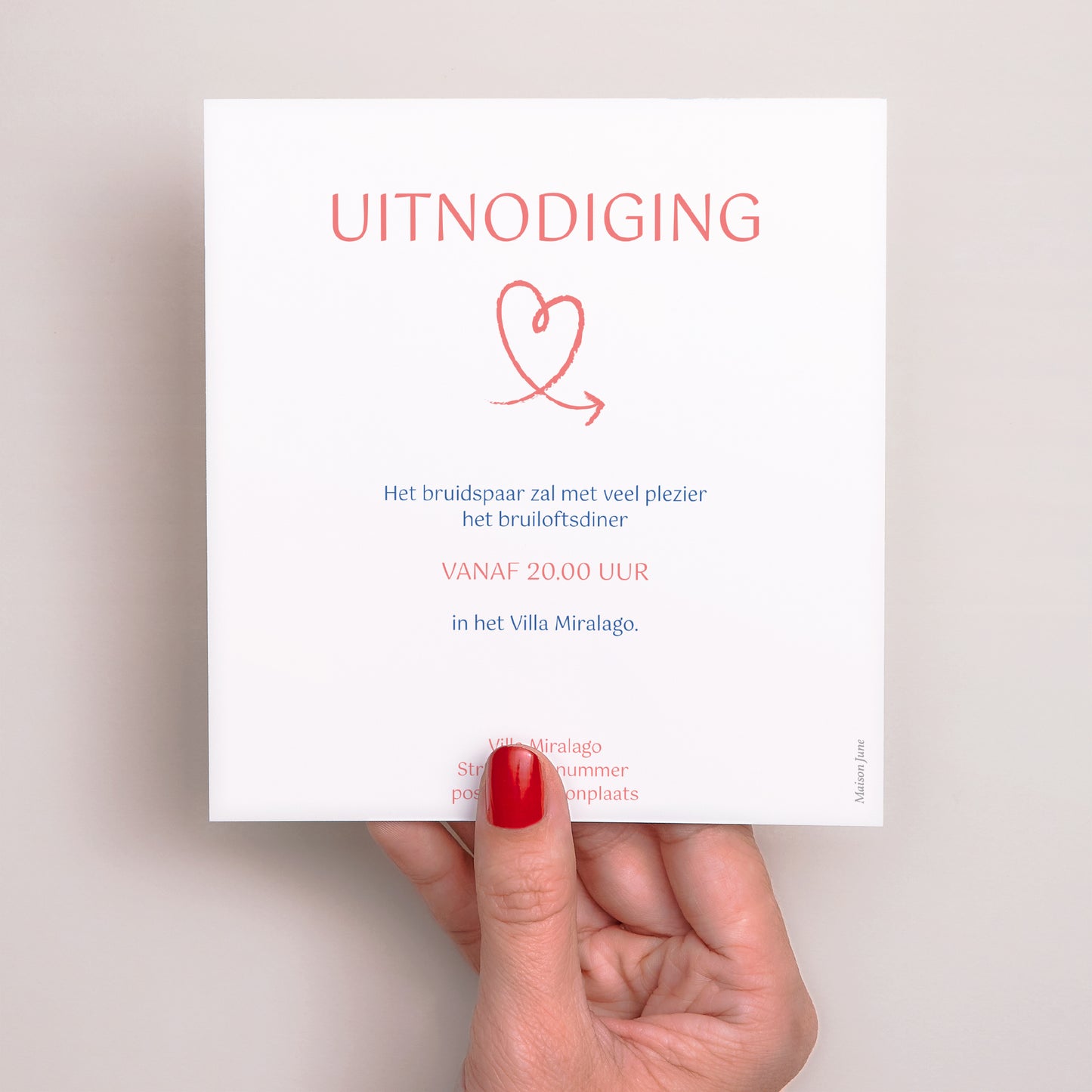 Uitnodigingen Huwelijk Vierkant Roze, nachtblauw foto N° 2