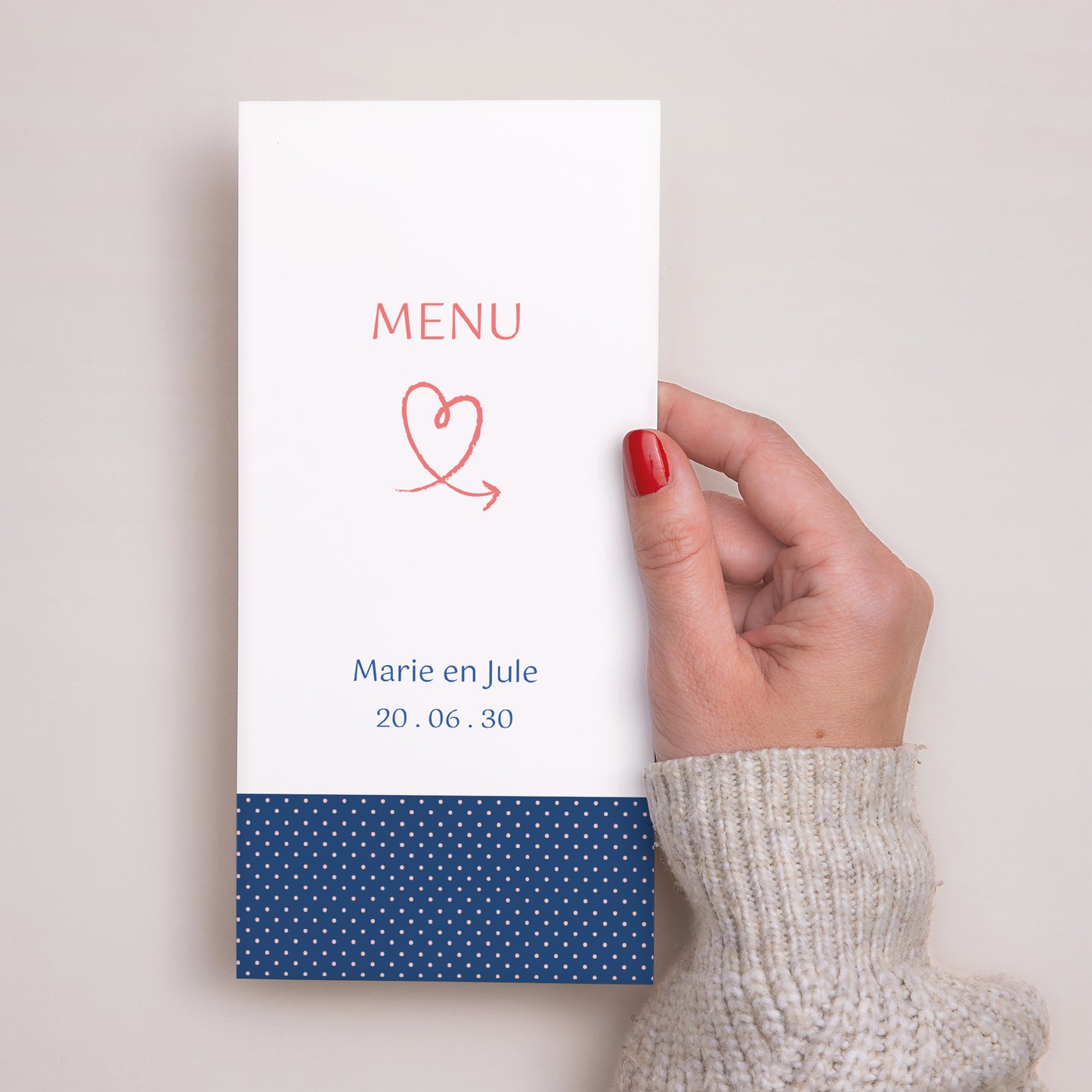 Menukaart Huwelijk Panoramisch portret Roze, nachtblauw foto N° 2