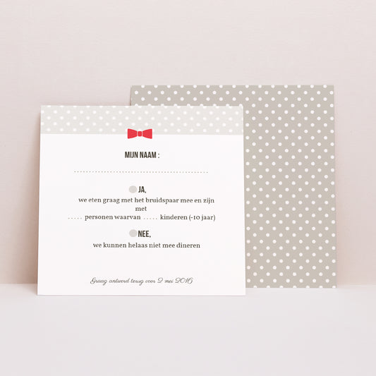 RSVP kaart Huwelijk Vierkant Vintage rood foto
