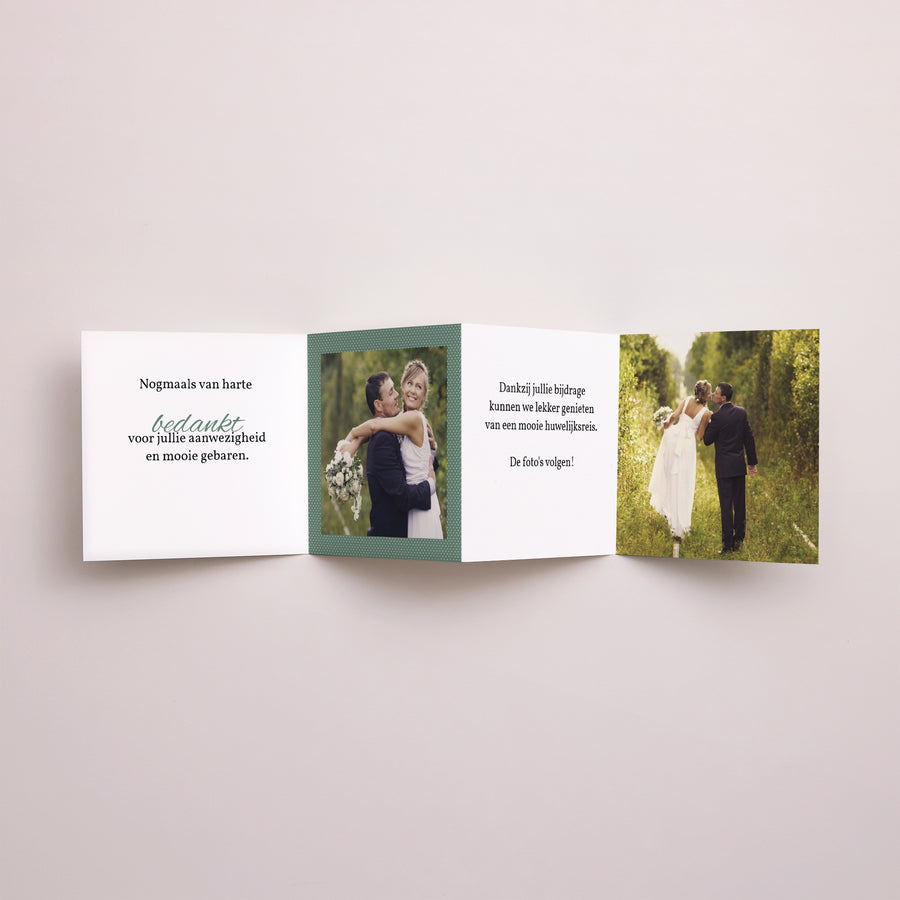 Bedankkaart Huwelijk Accordeon Diadem foto