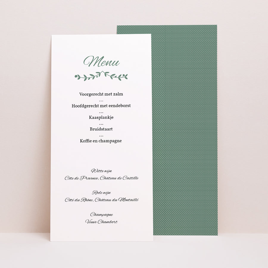 Menukaart Huwelijk Panoramisch portret Diadem foto