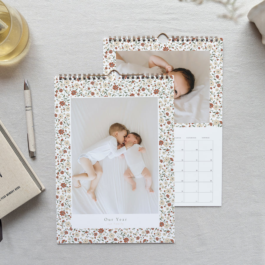 Kalender Eindejaar Muurschildering A4 Liberty bloemrijk foto