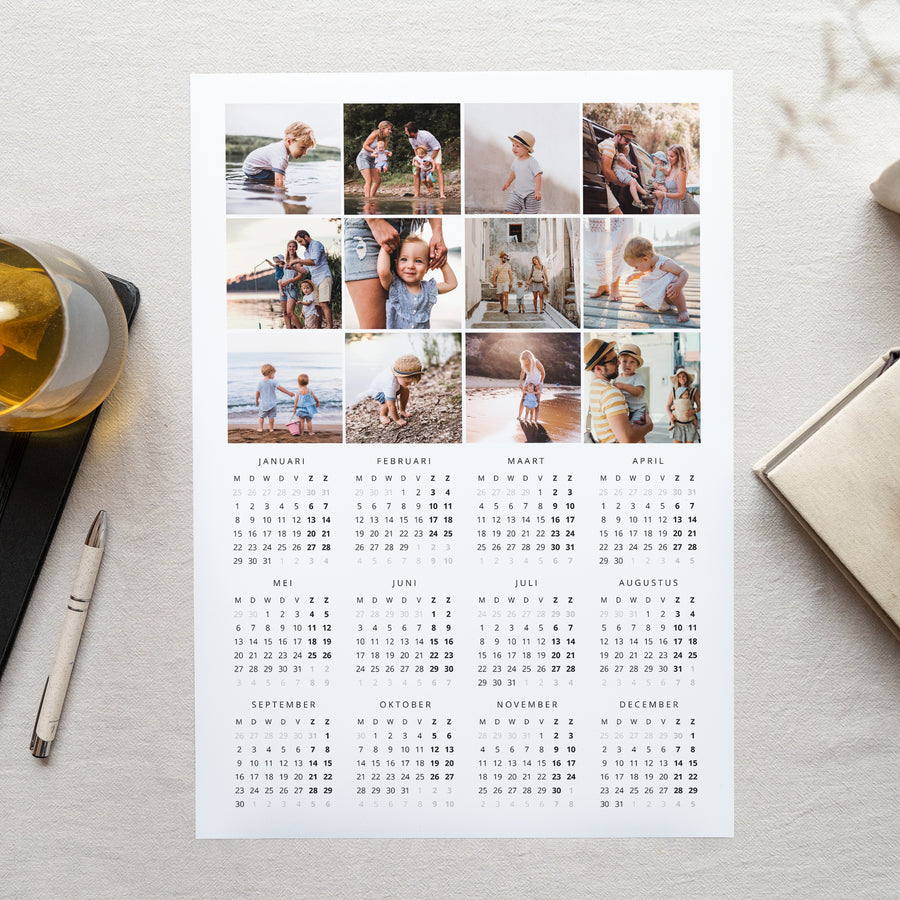 Kalender Eindejaar Monopagina portret Damier foto