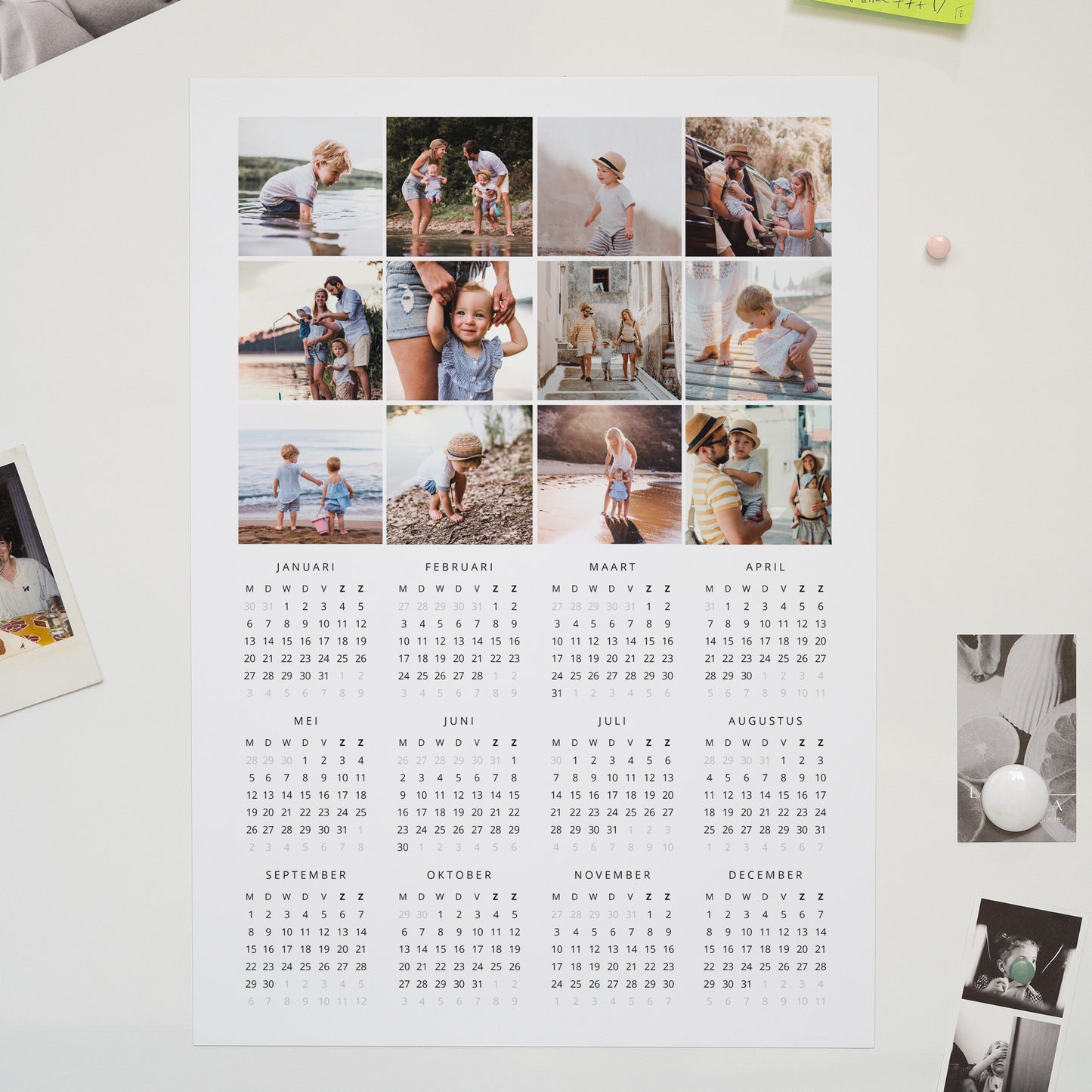 Kalender Eindejaar Magnetische, eenbladige kalender Damier foto N° 1