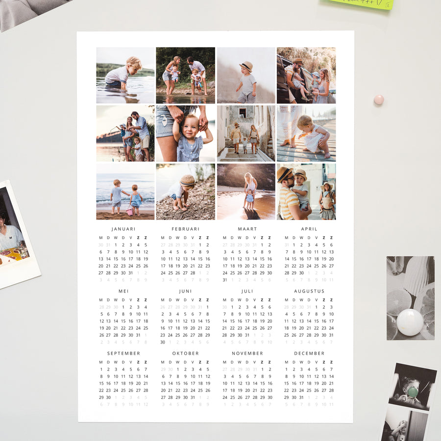 Kalender Eindejaar Magnetische, eenbladige kalender Damier foto
