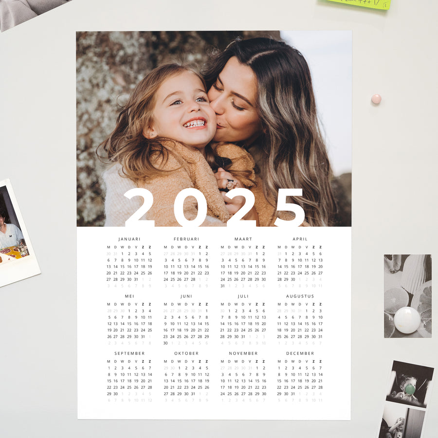 Kalender Eindejaar Magnetische, eenbladige kalender Super Jaar foto