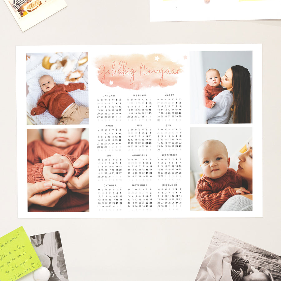 Kalender Eindejaar Magnetisch, enkelvoudig landschap Kerstherinneringen foto