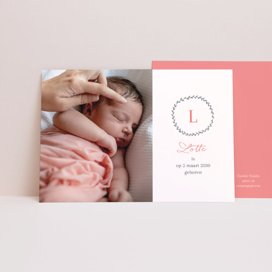 Uitnodigingskaart Geboorte Landschap Initialen BéBé foto