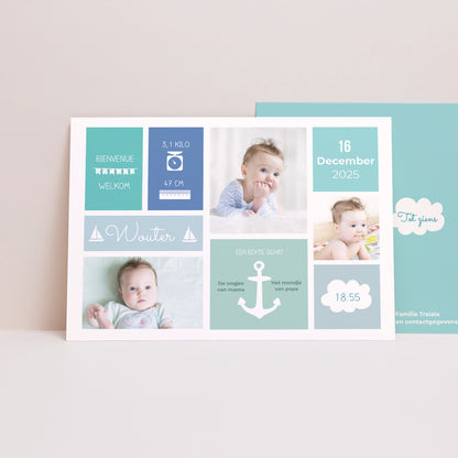 Uitnodigingskaart Geboorte Landschap Kleine boten foto N° 1